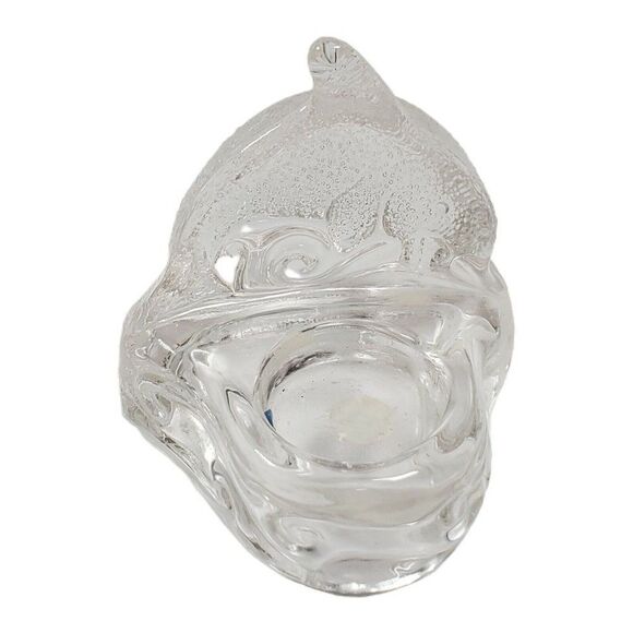 PartyLite Tea Light Dolphin Candle Holders Glass 4" Nautical Decor Pair Set 2 - Picture 4 of 6